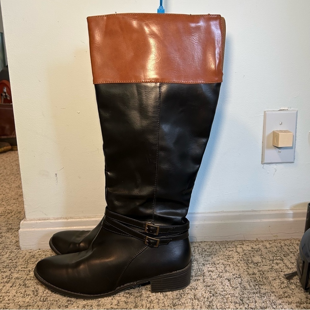 SO Black & Brown Knee High Cowboy Boots Size 9.5